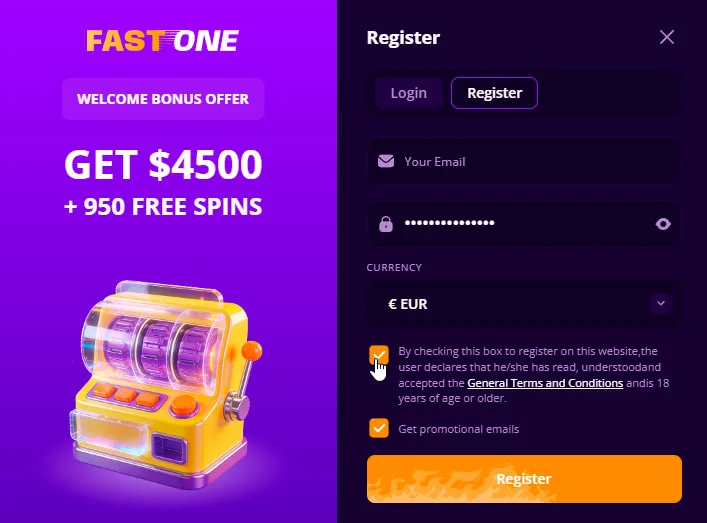 register fast one casino